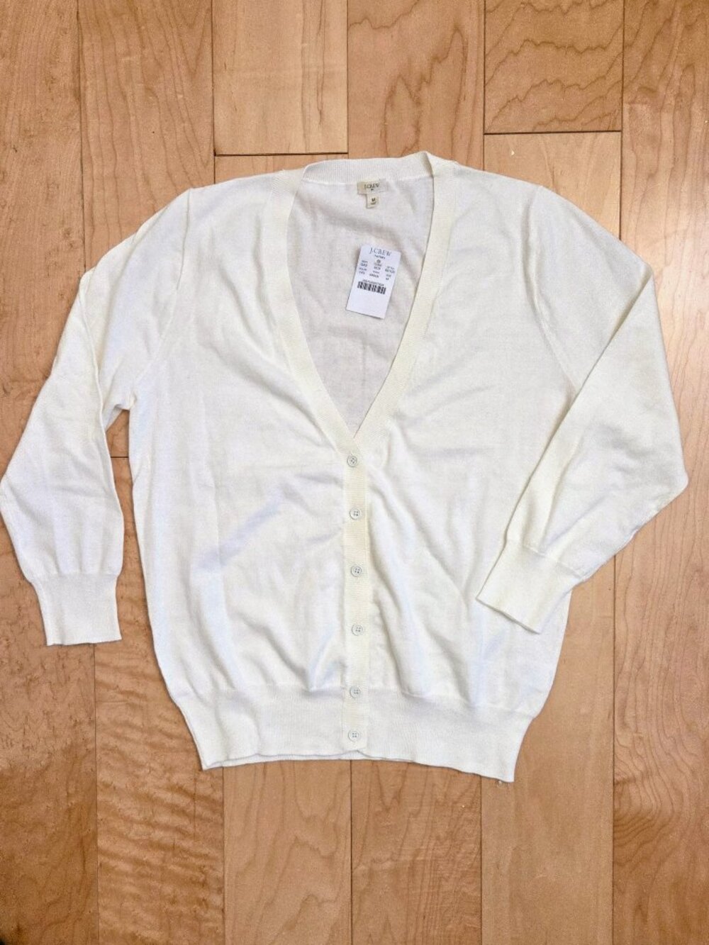 J. Crew Cotton Cardigan Off White size M Lightweight  NEW with Tags 100% Cotton